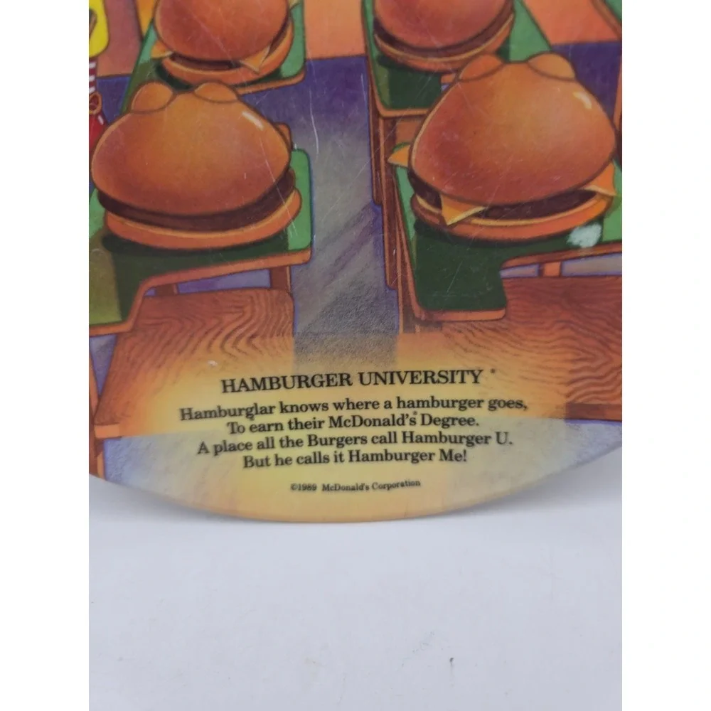 Vintage 1989 McDonald's Plate Hamburger University Ronald McDonald Hamburglar